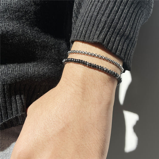 Cross-border new men's hip-hop chain bracelet set niche high-end sense personalized section stone elastic bracelet men