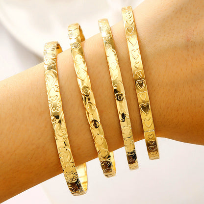 Europe and the United States cross-border stacking Bohemian metal bracelet set retro exaggerated mixing and matching hollow love bracelet jewelry