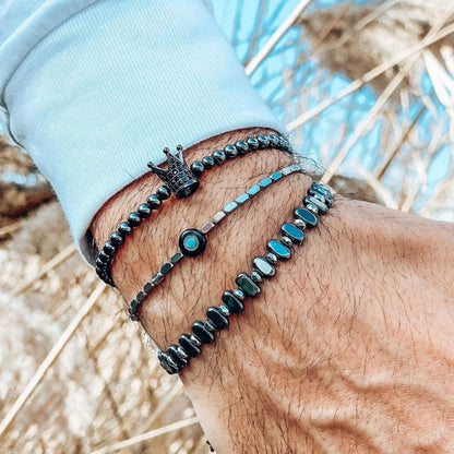 Cross-border new bohemian turquoise bracelet set ethnic turquoise love multi-layer stacked bracelet men