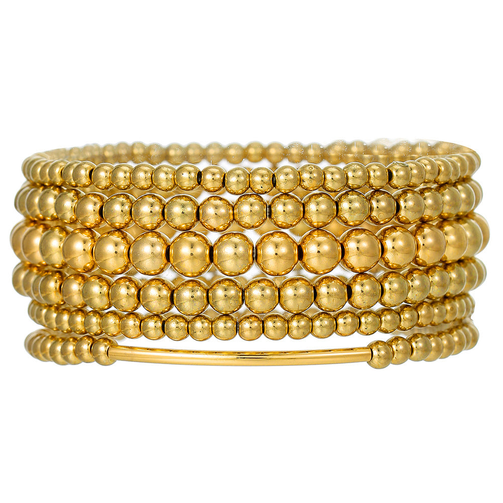 Cross-border new CCB round bead cross beaded bracelet combination fashion versatile trend stacked elastic bracelet women