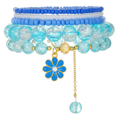 Summer new sweet and refreshing daisy bracelet women's simple flower pearl bracelet set cross-border jewelry wholesale