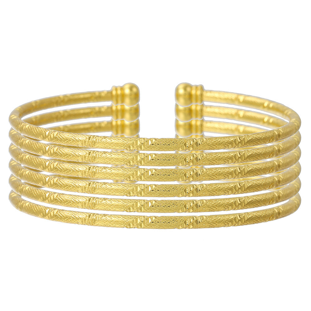 Cross-border Hot Sale Gold Plated Bracelet Women's Jewelry African Gold Bracelet Geometric Metal Wedding Bridal Gift Bracelet