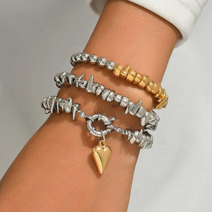 European and American cross-border jewelry popular women's bracelet set geometric love broken silver irregular design beaded bracelet