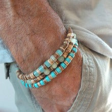 Cross-border hot-selling new men's volcanic stone bracelet, resin beaded elastic fashion personalized basalt bracelet set