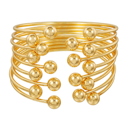 European and American fashion personalized gold-plated bracelets 9 sets stacked open bracelets women's retro metal jewelry
