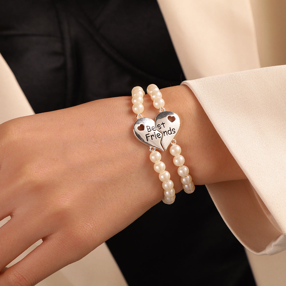Korean version of good friends bracelet 2 best friends two love letter pearl bracelet bracelet set