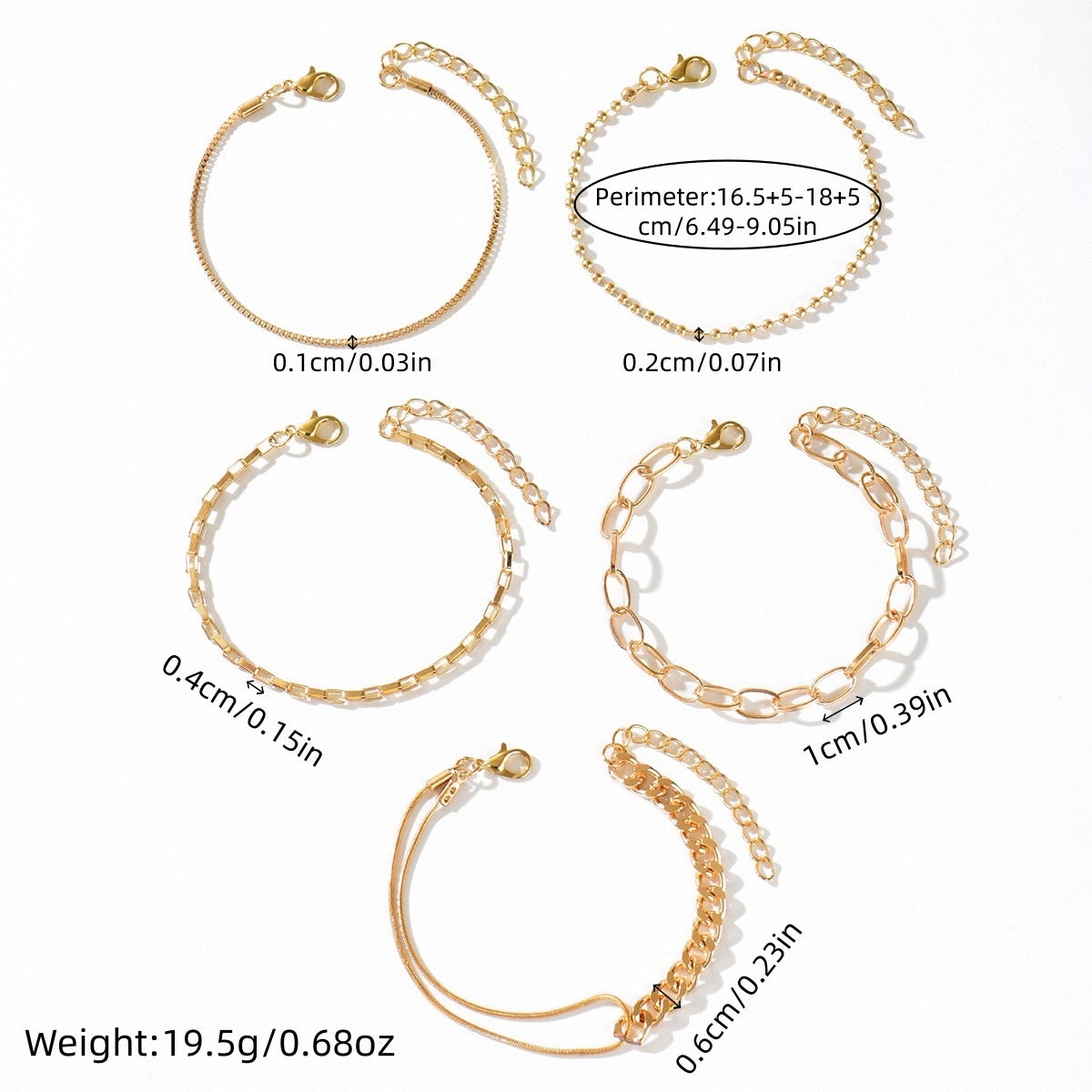 Cross-border new chain bracelet set women's European and American multi-layer retro simple bracelet Bohemian minimalist jewelry women