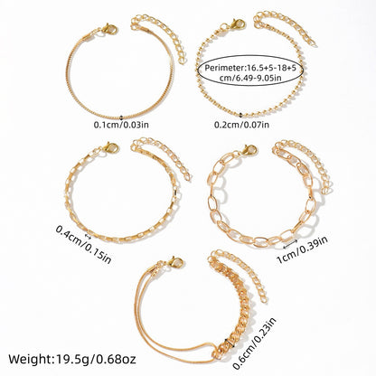 Cross-border new chain bracelet set women's European and American multi-layer retro simple bracelet Bohemian minimalist jewelry women