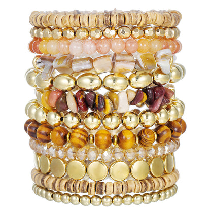 Blue Bohemian Bracelet Set Multi-layer Stacked Coconut Shell Crystal Bracelet Vacation Wind Beach Bracelet