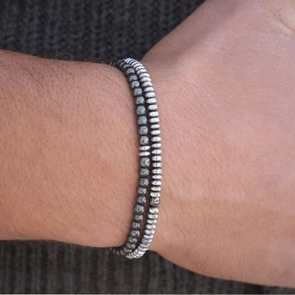 Ins Internet celebrity style men's black gallstone bracelet combination niche design cross stacked wearing hip hop bracelet bracelet women
