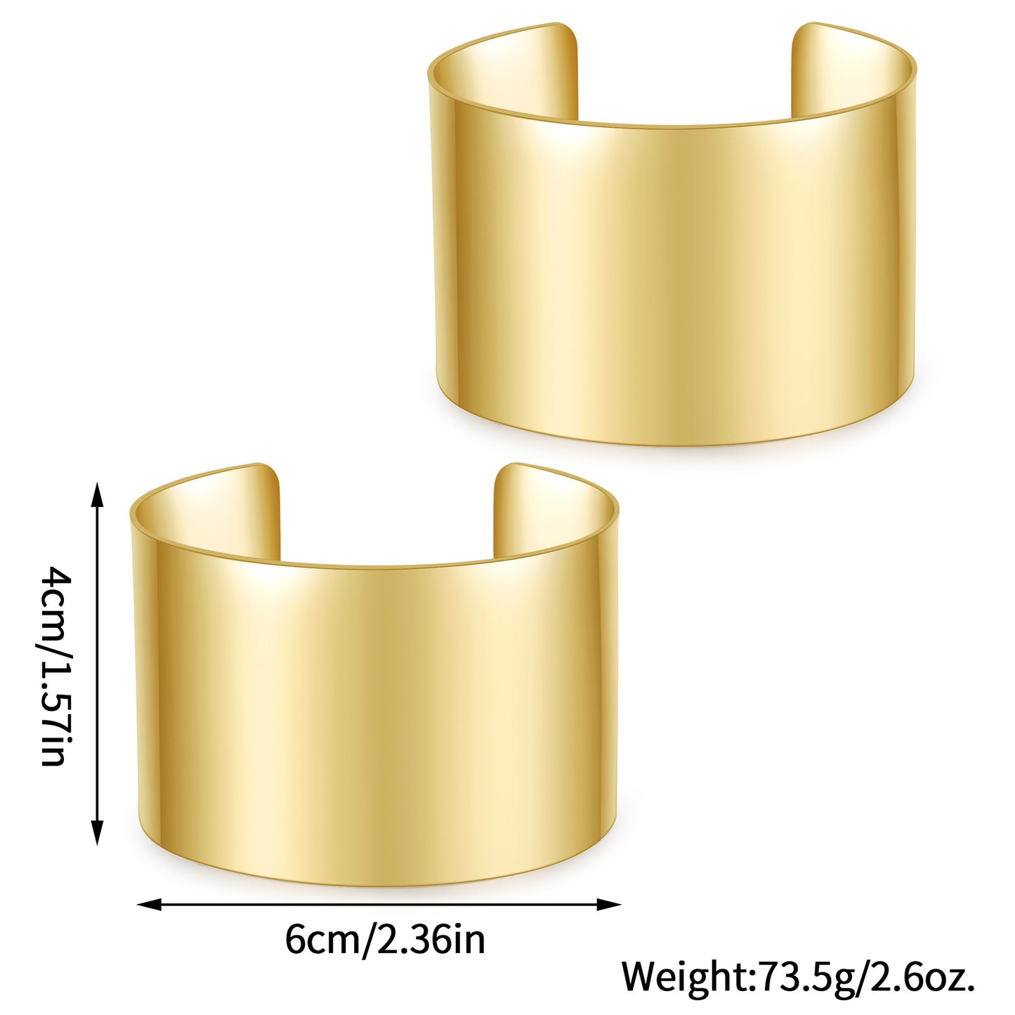 European and American cross-border hand jewelry personalized retro niche geometric smooth surface open bracelet simple design wide bracelet women