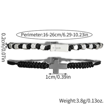 AliExpress, stylish and simple 4mm black matte copper beads wear cross elastic set bracelet bracelet accessories