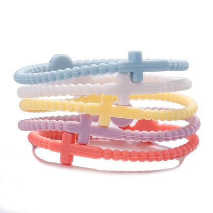 Amazon popular hot-selling bracelet simple European and American macaron cross bracelet children's hand adult silicone bracelet