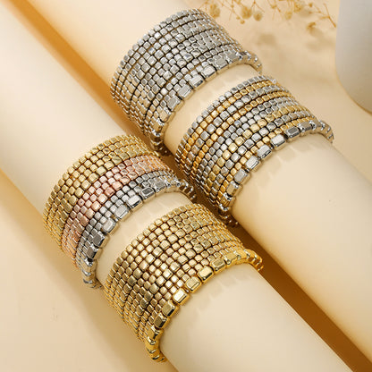 Cross-border hot-selling hand jewelry multi-layer stacked bracelet set Bohemian CCB beaded elastic square bead bracelet.