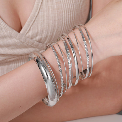 European and American Internet celebrity style geometric metal bracelet women's fashion bohemian retro 10 set bracelet bracelet set