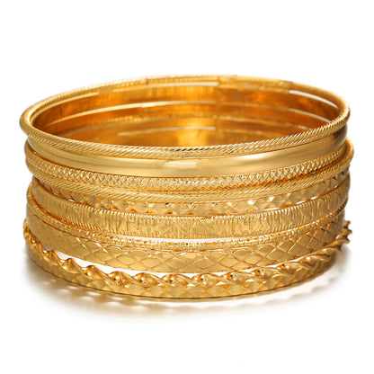 Set of 6 Ancient Egyptian Cross Bracelet Set Women's Jewelry Ethnic Jewelry Metal Stacked Bracelets Women
