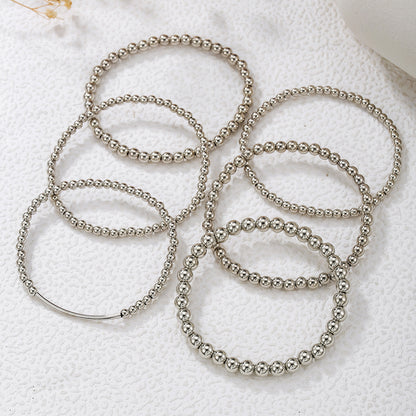 European and American cross-border jewelry sweet and cool beaded bracelet combination Ins niche design multi-layer stacked metal wind bracelet women