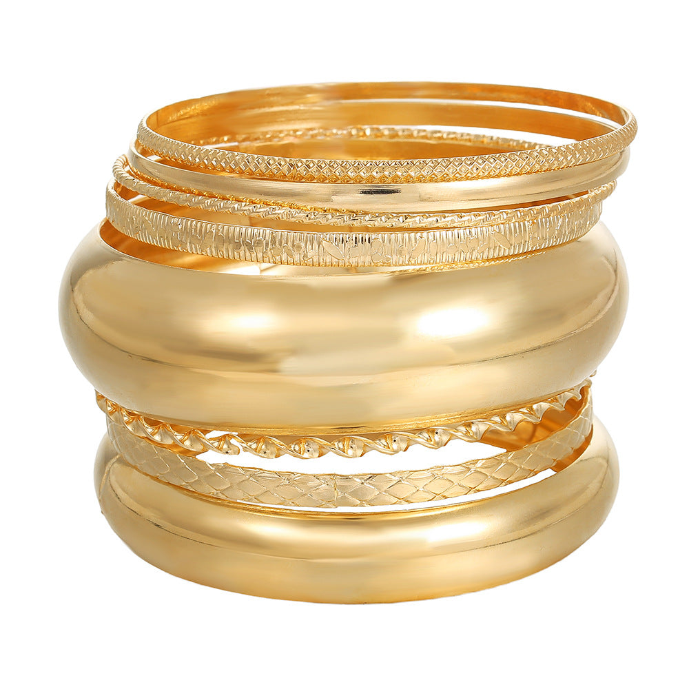 European and American cross-border hand jewelry stacked curved smooth twist bracelet simple geometric metal bracelet set