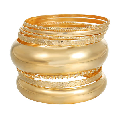 European and American cross-border hand jewelry stacked curved smooth twist bracelet simple geometric metal bracelet set