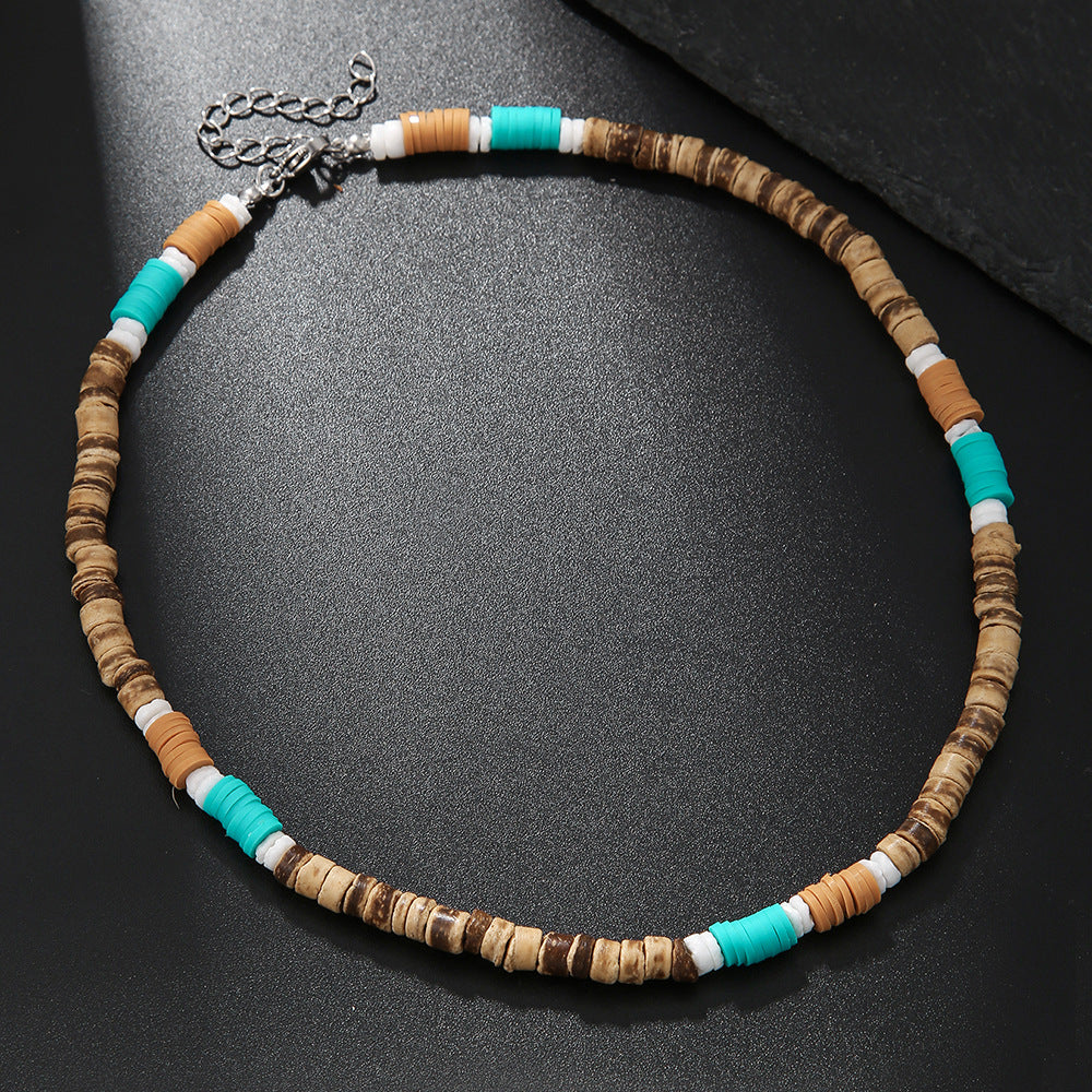 Natural Wood & Coconut Shell Necklace | Bohemian Surf Tribal Jewelry