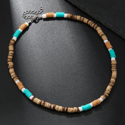 Natural Wood & Coconut Shell Necklace | Bohemian Surf Tribal Jewelry