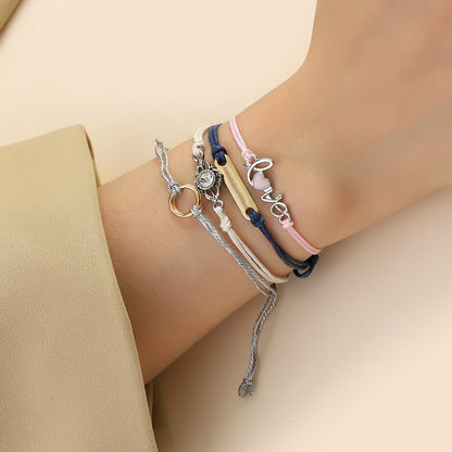 European and American cross-border bracelet jewelry LOVE bracelet set, a set of 4 women's personalized fashion diamond-encrusted bracelet set