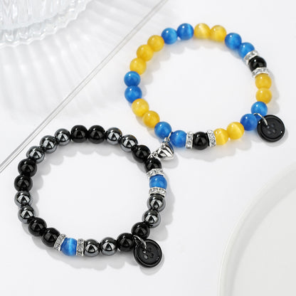 Cross-border hot-selling friendship spider love magnetic attraction cat bracelet beaded elastic adjustable couple holiday bracelet