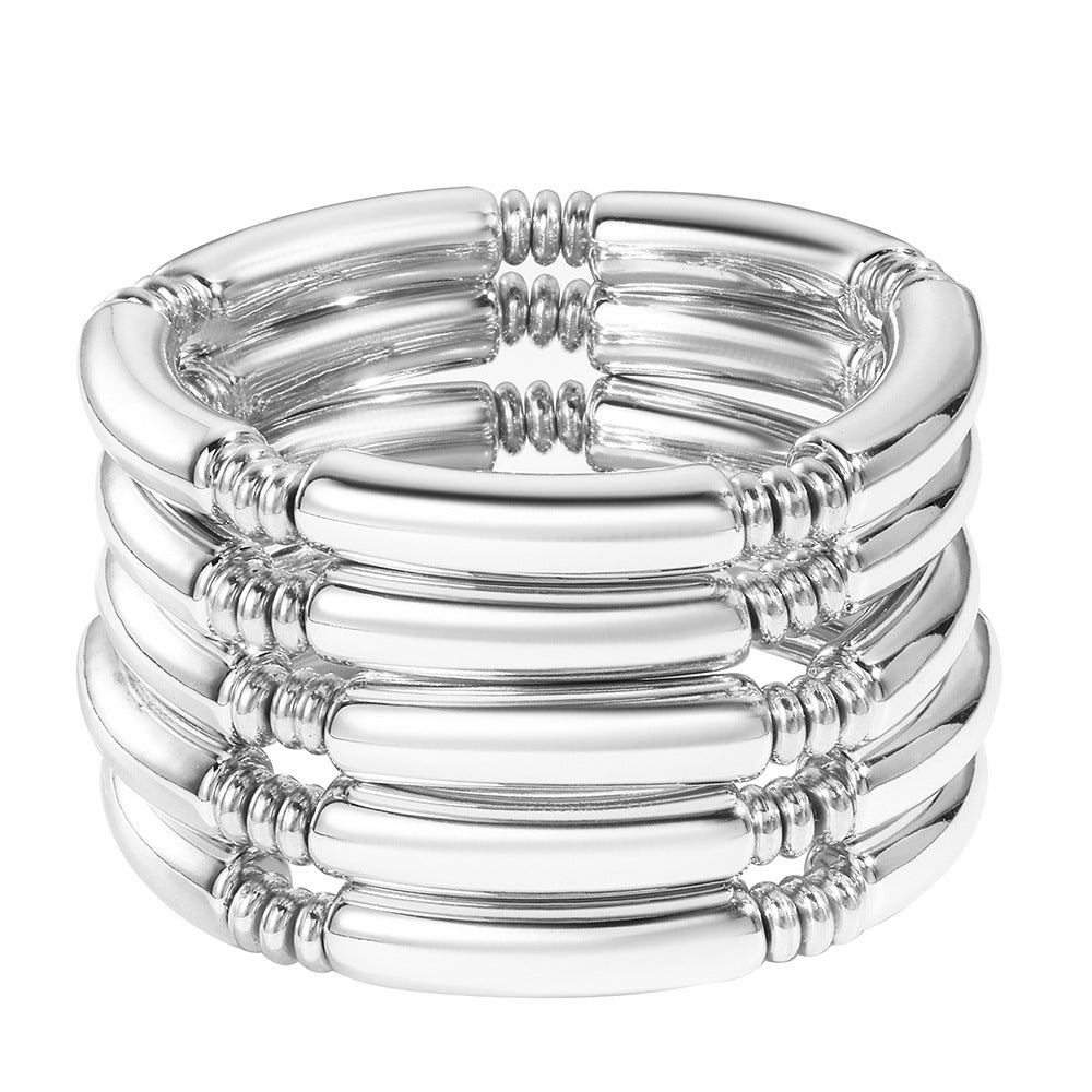 Europe and the United States cross-border hot-selling ins wind beaded bamboo bracelet set design glossy CCB elbow bracelet jewelry women