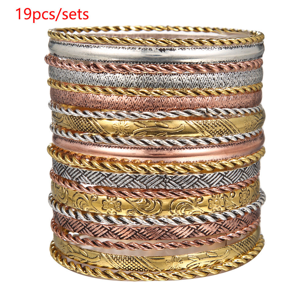European and American cross-border jewelry simple multi-layer metal blade chain bracelet Bohemian fashion multi-layer stacked bracelet