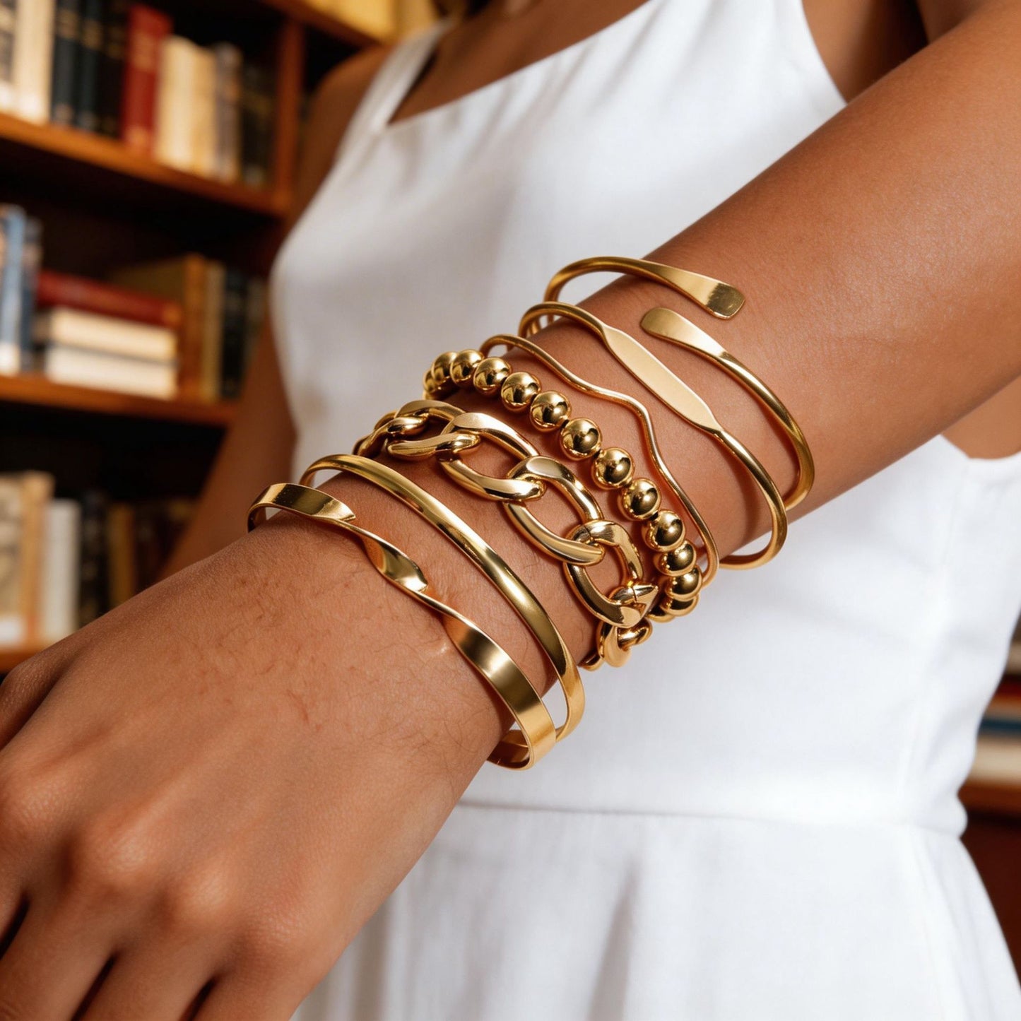 European and American cross-border hot-selling chain, personalized bracelet, bracelet set, mixed and matched open bracelet, bracelet, stacked bracelet, bracelet, bracelet.