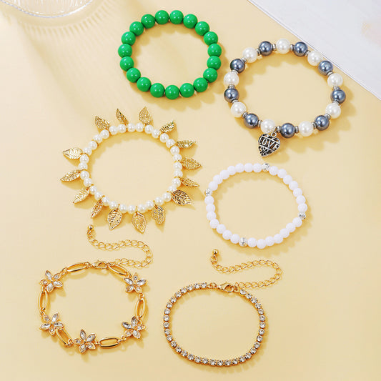 Cross-border new ethnic style bracelet set elastic beaded bohemian multi-layer pearl bracelet personalized bracelet
