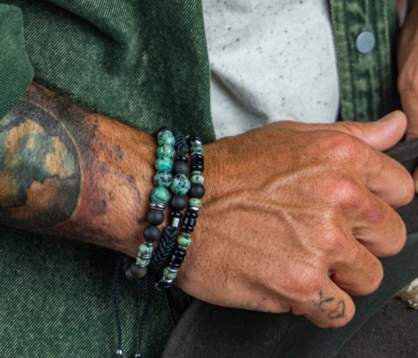 New personalized energy stone men's suit bracelet, special-shaped black gallstone beaded bracelet, cross-border hot-selling bracelet wholesale