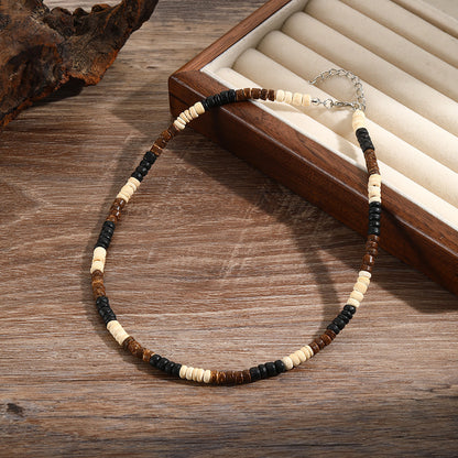 Natural Wood & Coconut Shell Necklace | Bohemian Surf Tribal Jewelry