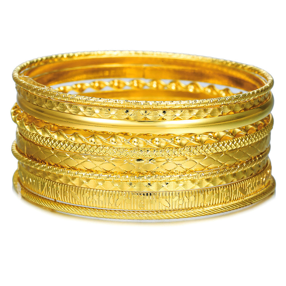 Europe and the United States cross-border stacking Bohemian metal bracelet set retro exaggerated mixing and matching hollow love bracelet jewelry