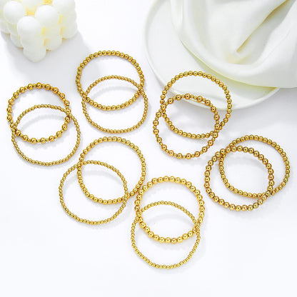 Simple and versatile handmade bead bracelet set, couples' beach style geometric CCB stretch stackable bracelet for women