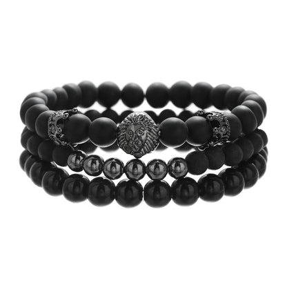 Men's boys exclusive northskull black agate skull bracelet black gallstone crown beaded bracelet combination