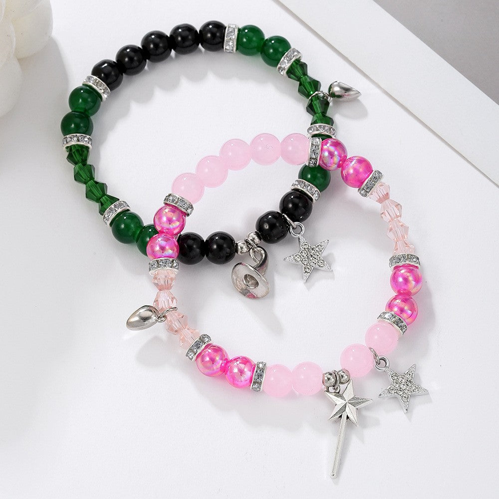 Cross-border hot-selling magic bad witch beaded bracelet love magnet good friend friendship bracelet men's and women's bracelet wholesale