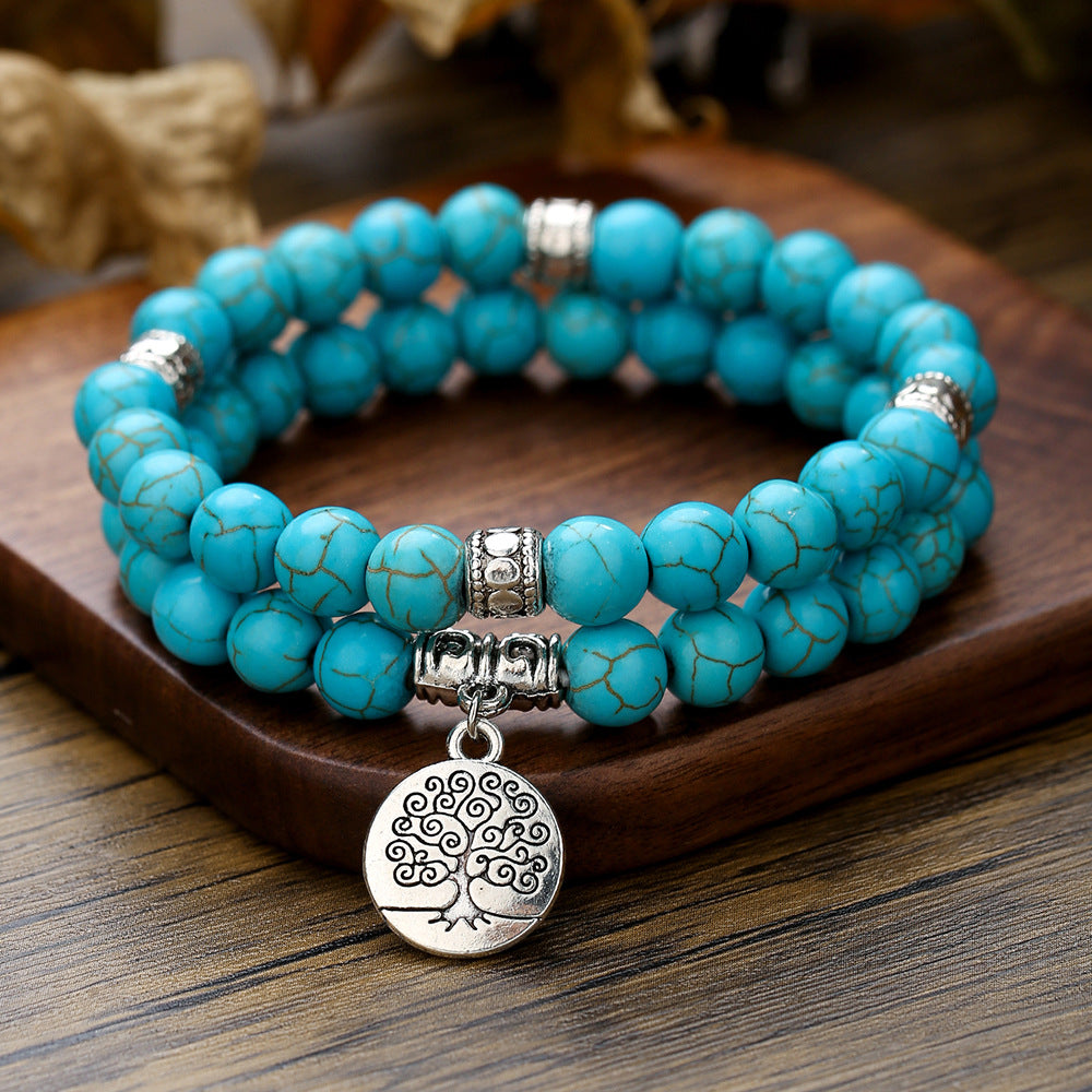 Vintage Woven Wood Bead Coconut Shell Bracelet Combination Leather Rope Magnet Buckle Metal Bracelet Men's Hip Hop Punk Men's Bracelet