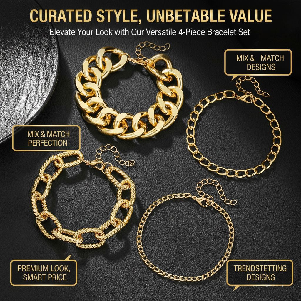 Cross-border European and American texture multi-layer Cuban NK chain bracelet female mix and match personality exaggerated thick chain simple bracelet set