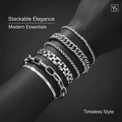 European and American cross-border hot-selling paper clip twist snake bone chain bracelet combination multi-layer women's metal thick chain bracelet