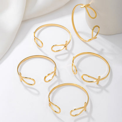 Set of 6 Ancient Egyptian Cross Bracelet Set Women's Jewelry Ethnic Jewelry Metal Stacked Bracelets Women