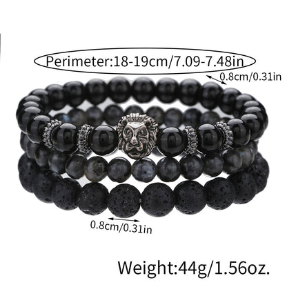 Men's commuting can be stacked with beaded bracelets, a set of 3 lion head elastic bracelets, and men's gifts.