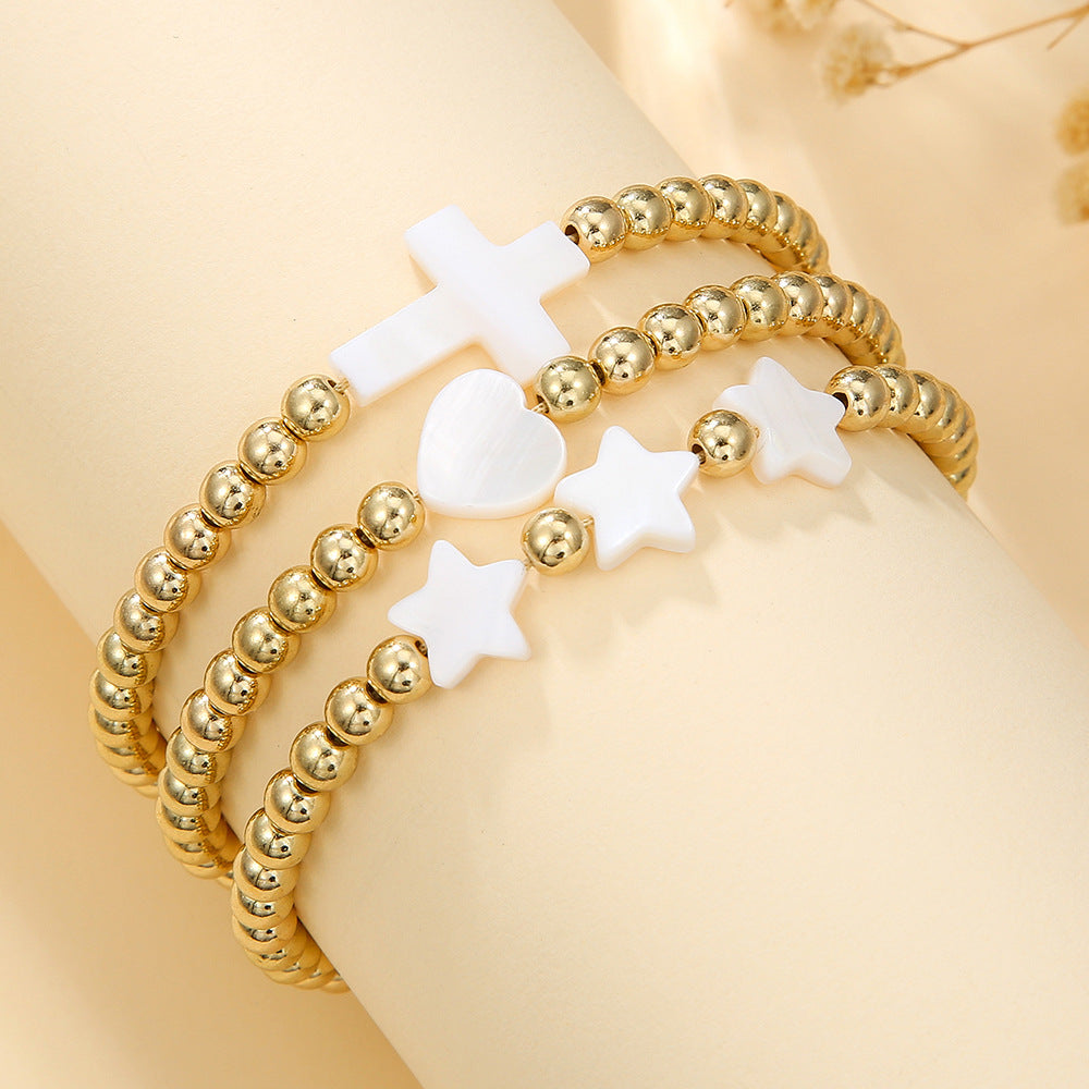 European and American shells love five-pointed star cross bracelet multi-layer stacking adjustable woven couple friendship bracelet women