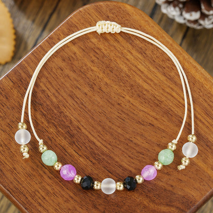 Simple Crystal Pearl Girlfriend Bracelet Bohemian Rainbow Rice Beads Beaded Cross Love Friendship Bracelet
