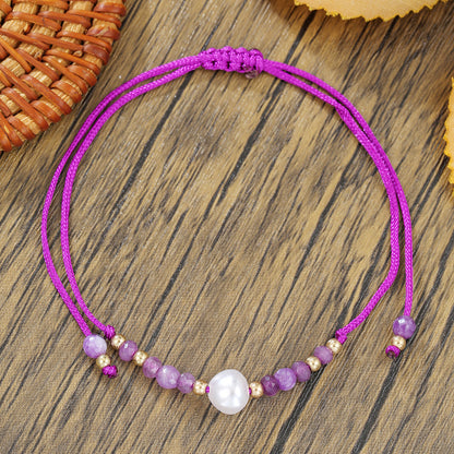 Simple Crystal Pearl Girlfriend Bracelet Bohemian Rainbow Rice Beads Beaded Cross Love Friendship Bracelet