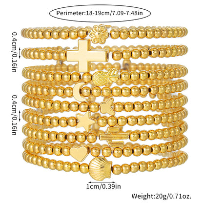 European and American environmental protection CCB beaded stacked bracelet female elastic moon cross cactus shell love bracelet female