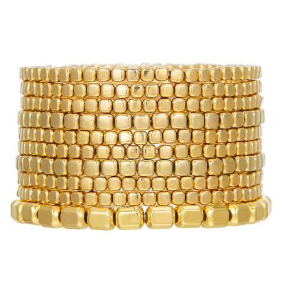 Cross-border hot-selling hand jewelry multi-layer stacked bracelet set Bohemian CCB beaded elastic square bead bracelet.