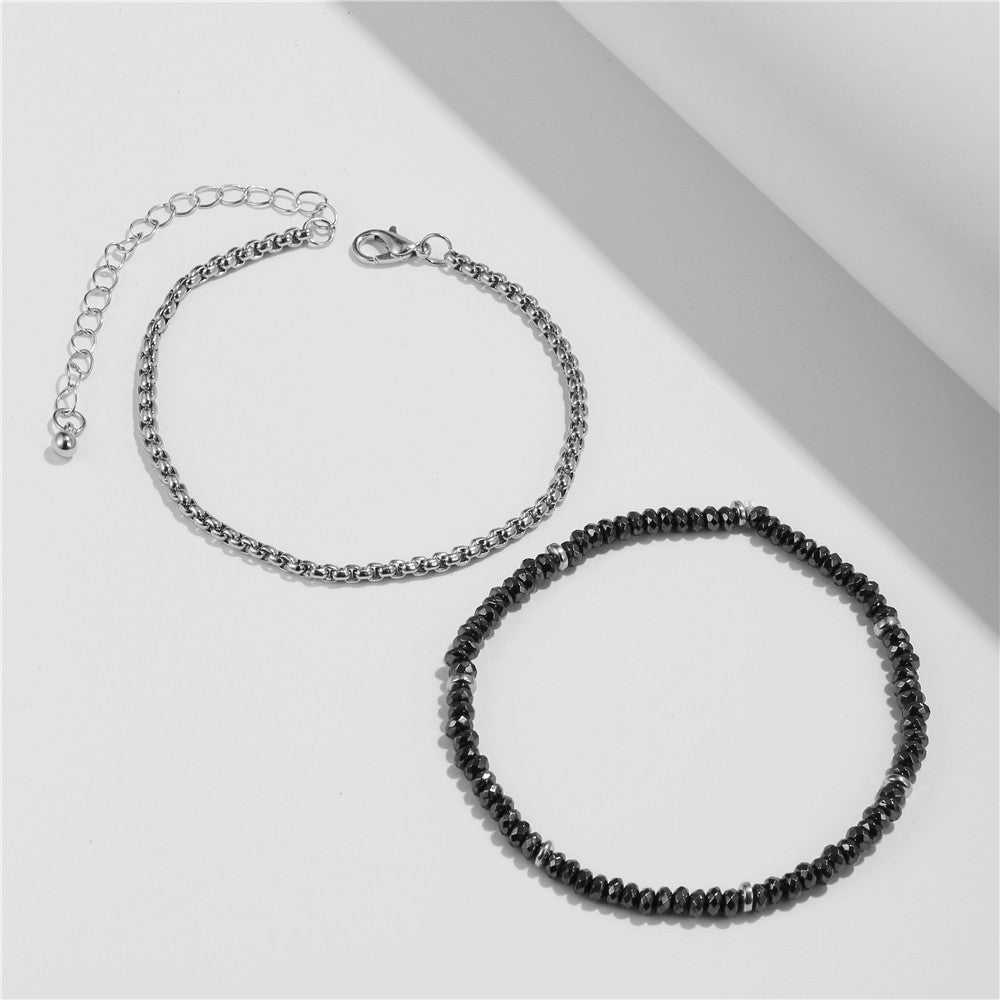 Cross-border new men's hip-hop chain bracelet set niche high-end sense personalized section stone elastic bracelet men