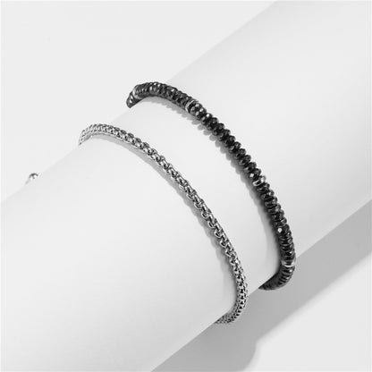 Cross-border new men's hip-hop chain bracelet set niche high-end sense personalized section stone elastic bracelet men