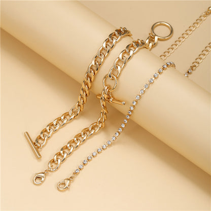 European and American cross-border jewelry, temperament versatile claw chain diamond multi-layer jewelry women, retro multi-element chain bracelet set